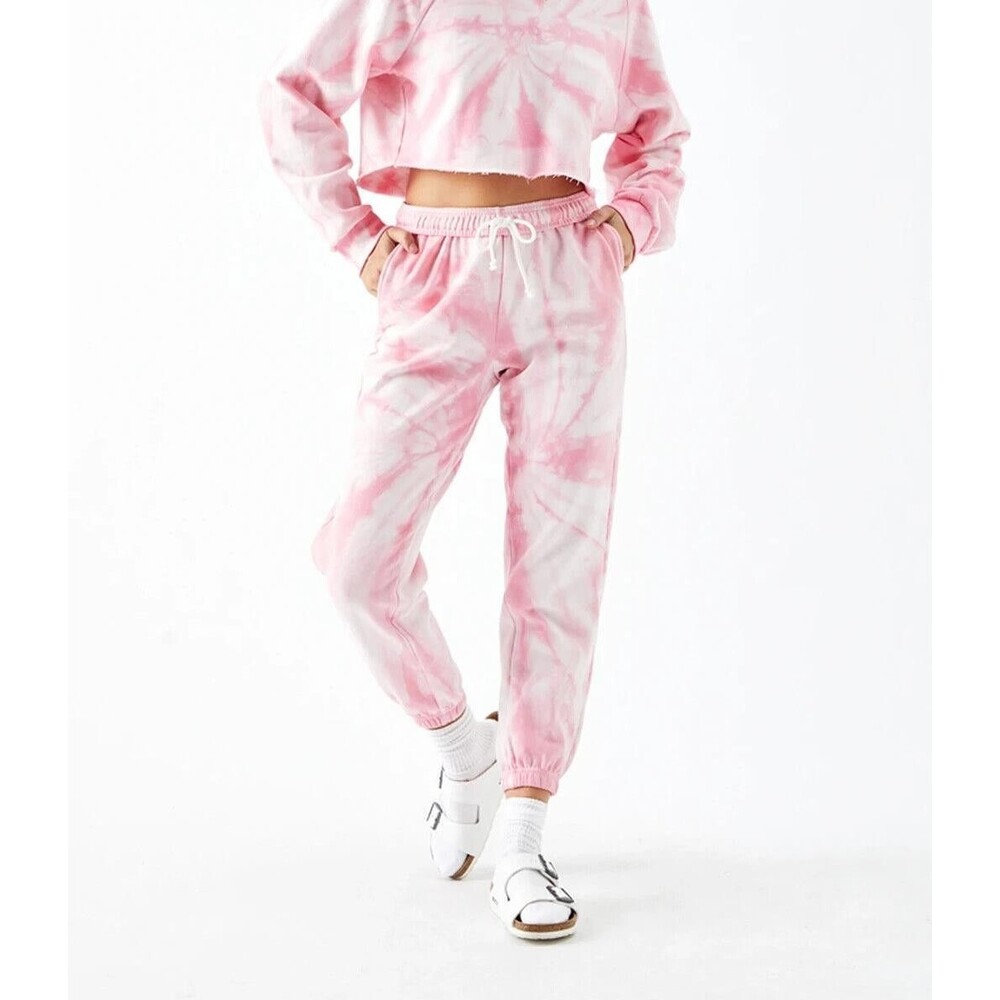 PacSun Hailey Pink Fleece High Rise Tie Dye Sweatpants Joggers size S